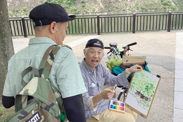 イラストスクール　マサモード　スケッチ　大阪城公園